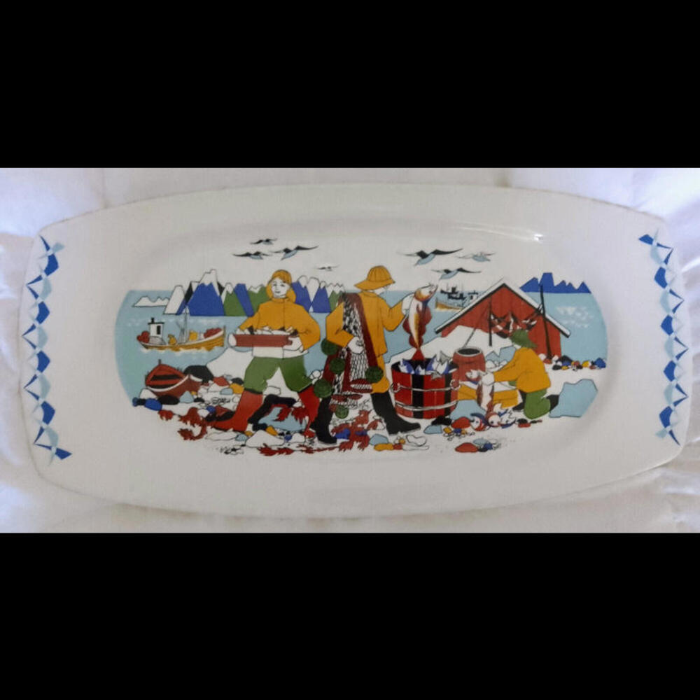 Figgjo Flint FF Fishermen Serving Platter Gerd Design Torskefiske Norwegian